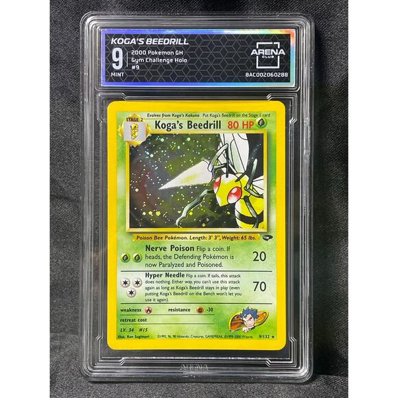 2000 Koga's Beedrill #9 Pokémon Gym Challenge ArenaClub Graded MINT 9 - Picture 1 of 4